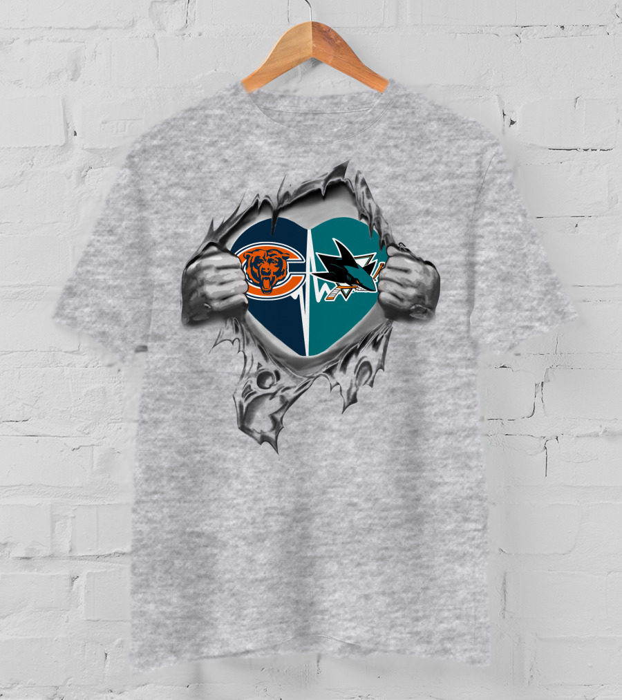 Bears San Jose Sharks Heart Logo Split T-Shirt
