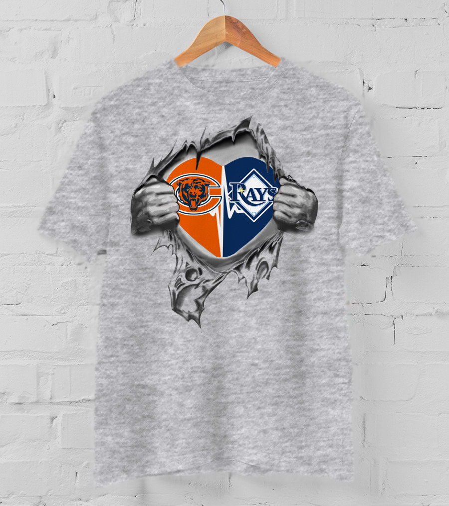 Chicago Bears Tampa Bay Rays Heart T-Shirt