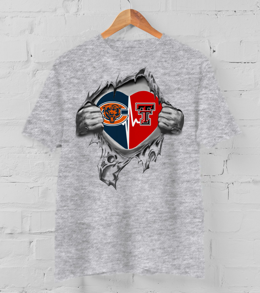 Bears Chicago Texas Tech Red Raiders Heart T-Shirt