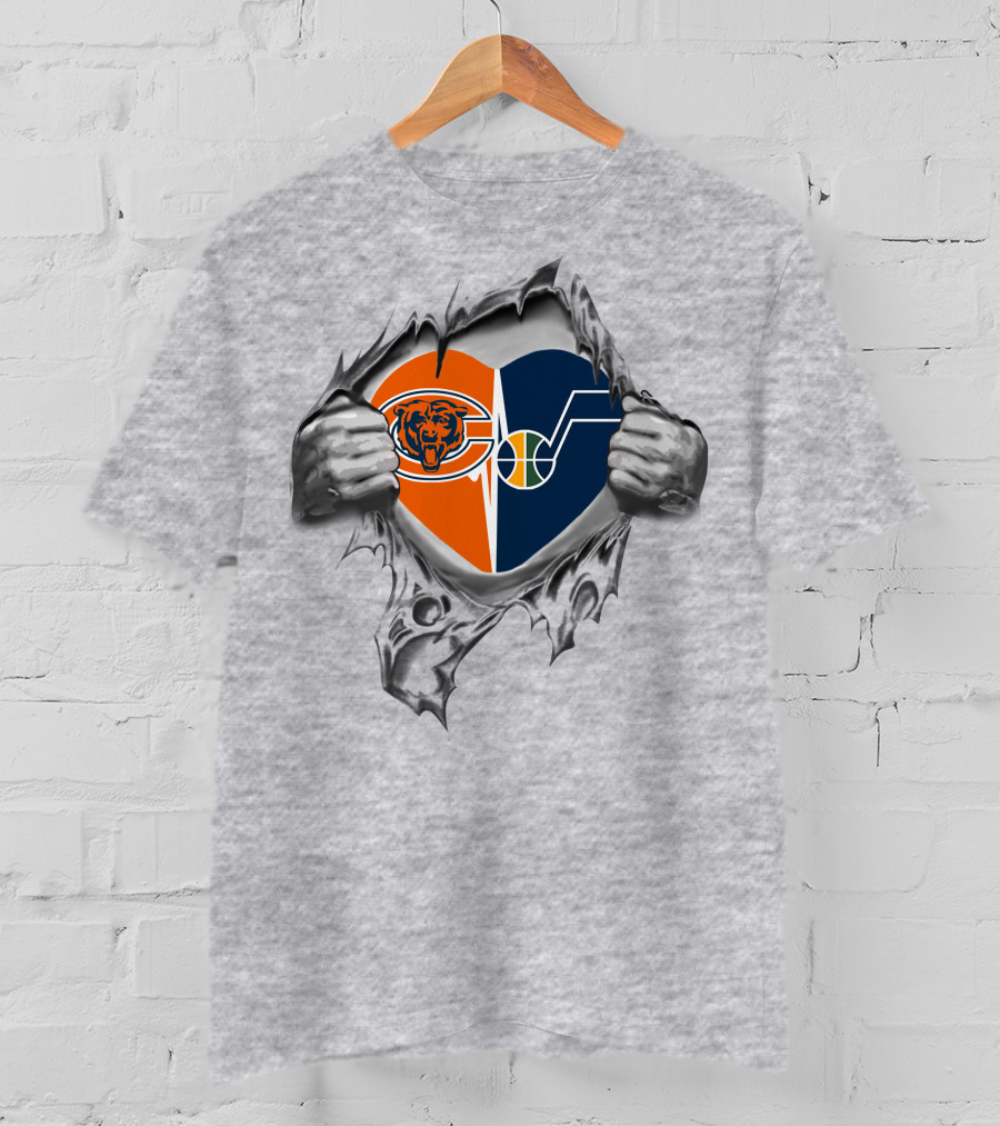 Bears Utah Jazz Heart Logo Combination T-Shirt