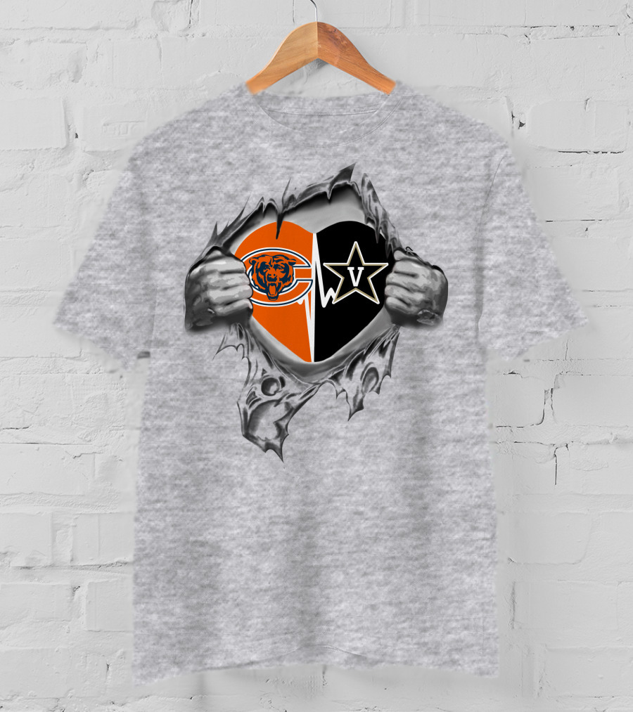 Bears Vanderbilt Commodores Heart Symbol With Logos T-Shirt