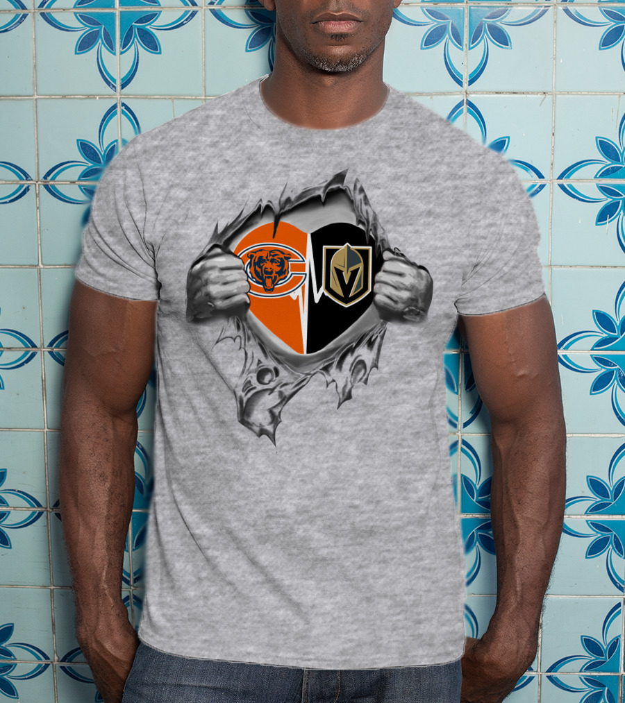 Bears Vegas Golden Knights Heart T-Shirt
