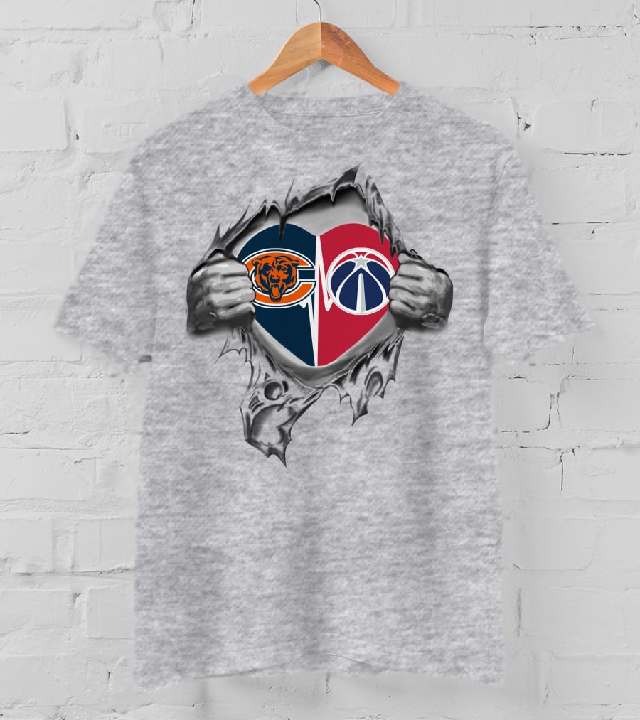 Bears Washington Wizards Heart Logo Torn Reveal T-Shirt