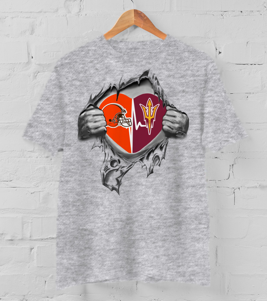 Browns Arizona State Sun Devils Heartbeat Inside My Heart T-Shirt