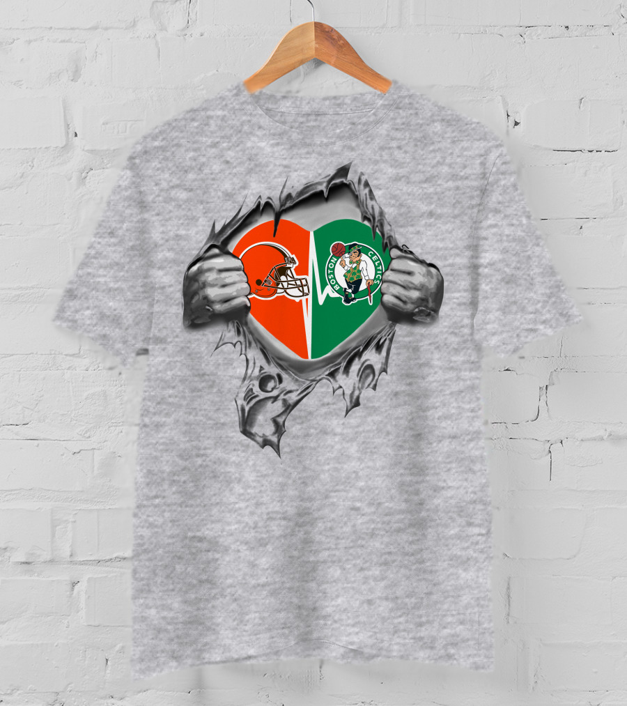 Browns Boston Celtics Heart Split T-Shirt