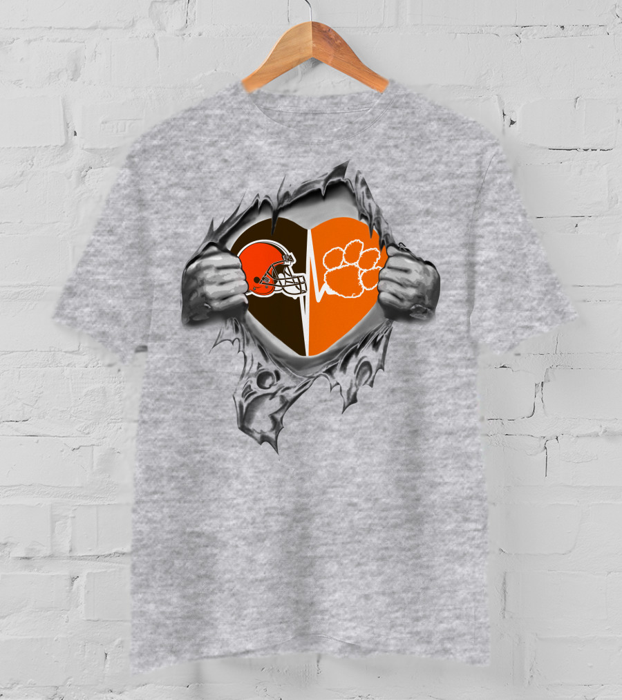 Browns Clemson Tigers Heart Football Passion T-Shirt
