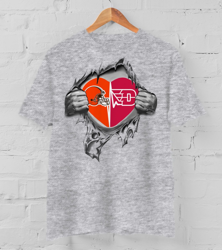 Browns Dayton Flyers Heart Helmet Logo Fusion T-Shirt