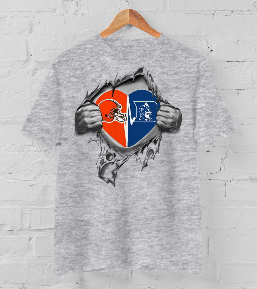 Browns Duke Blue Devils Heart Concept Football And Basketball Logo Integration T-Shirt