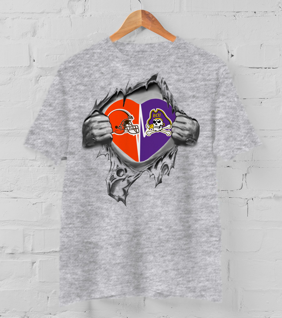 Browns Ecu Pirates Heart T-Shirt