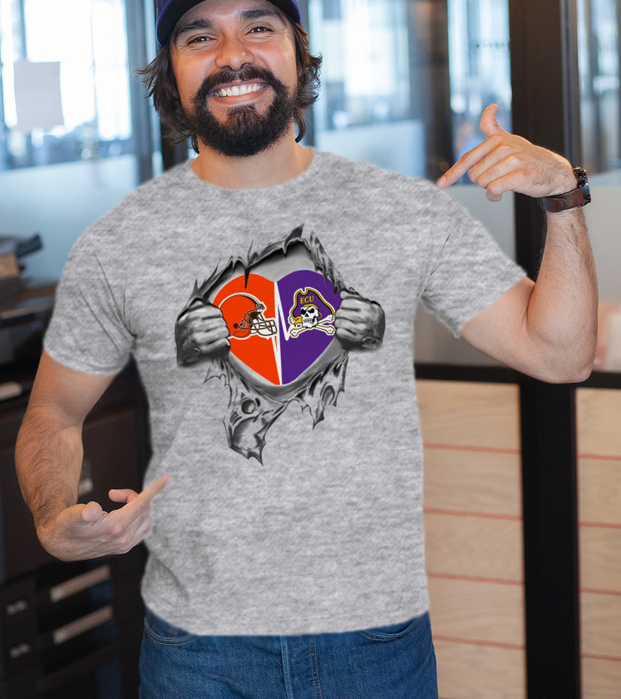 Browns Ecu Pirates Heart T-Shirt