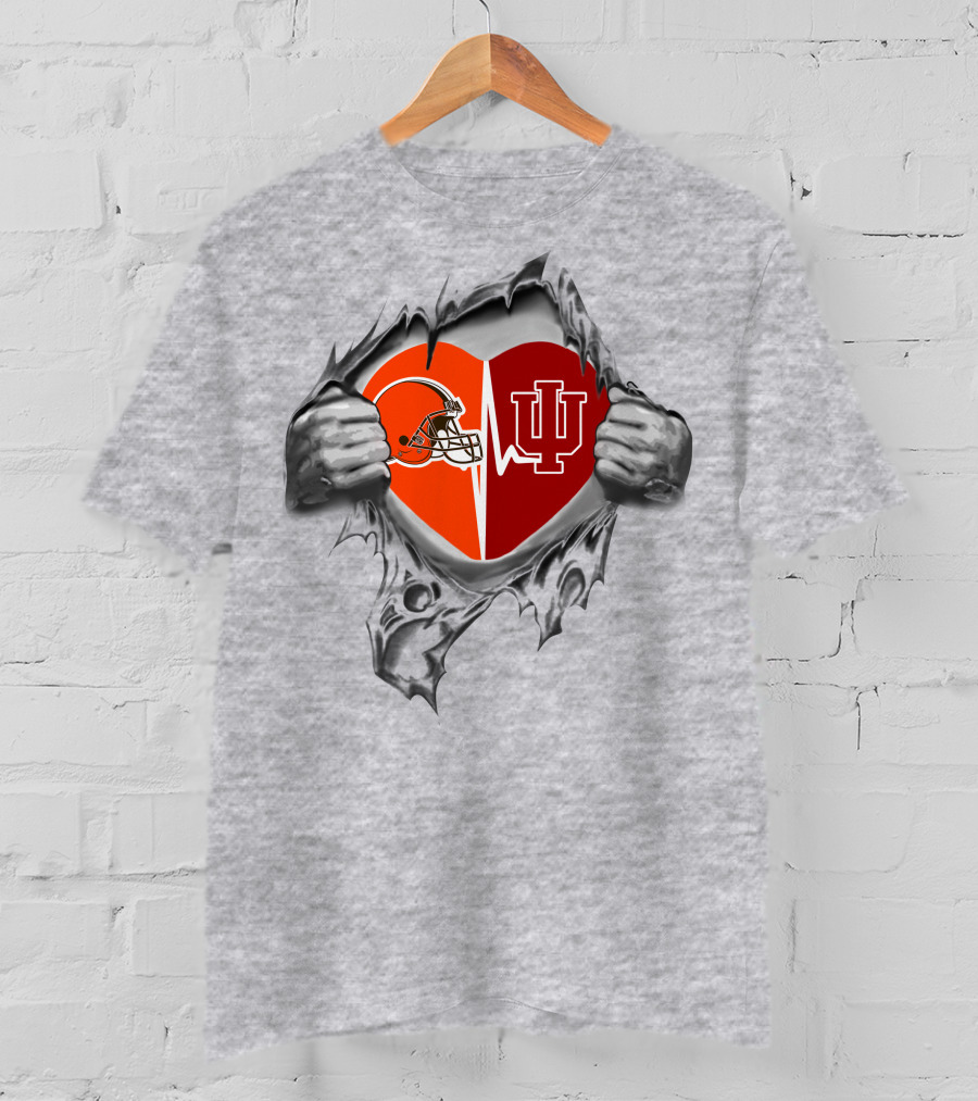 Browns Helmet Indiana Hoosiers Heartbeat In My Heart T-Shirt