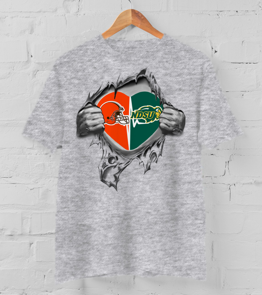 Browns North Dakota State Bison Heartful Passion T-Shirt