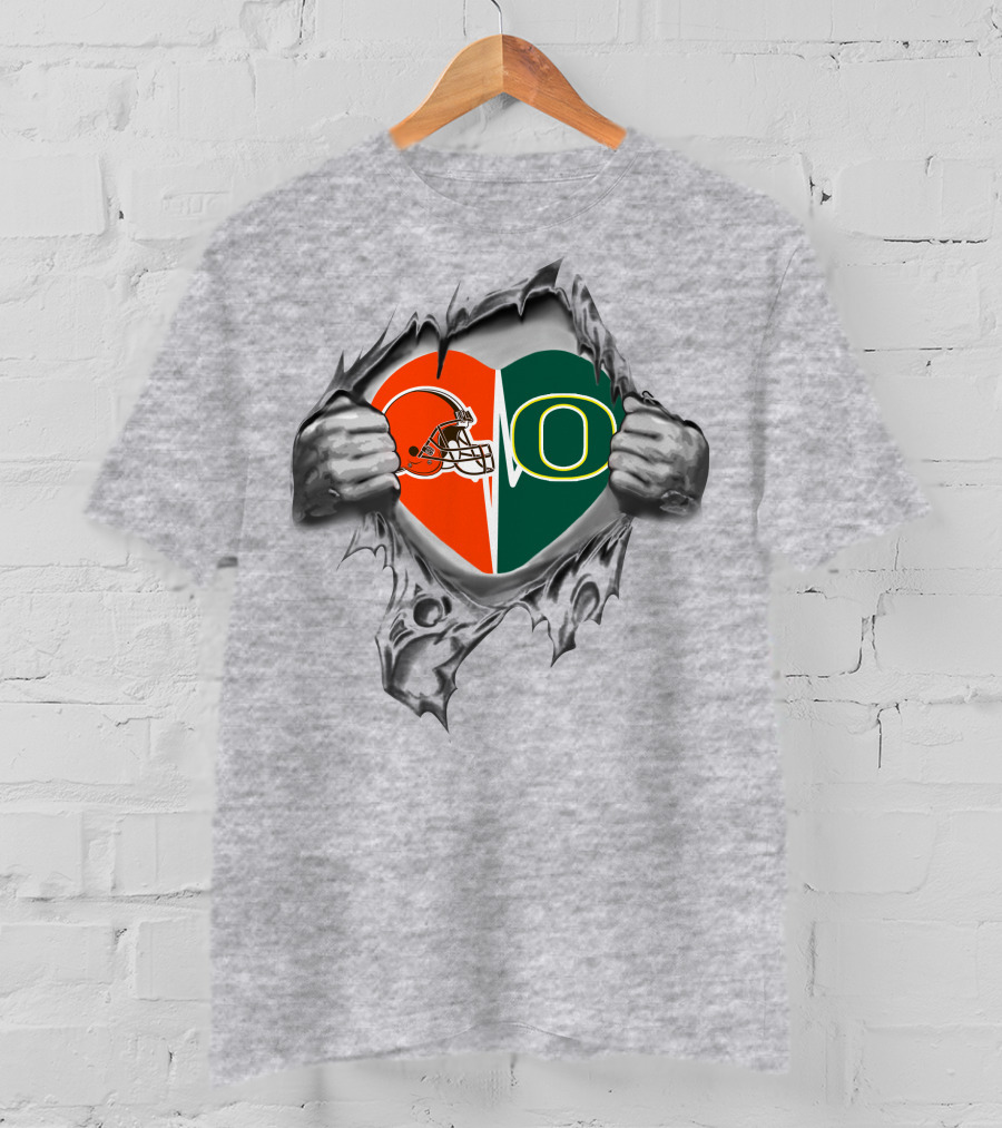 Browns Oregon Ducks Heart T-Shirt