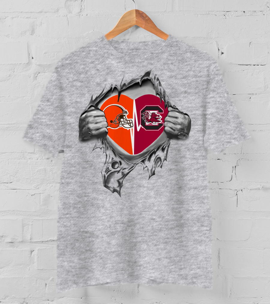 Browns South Carolina Gamecocks Heart Logo Blend T-Shirt