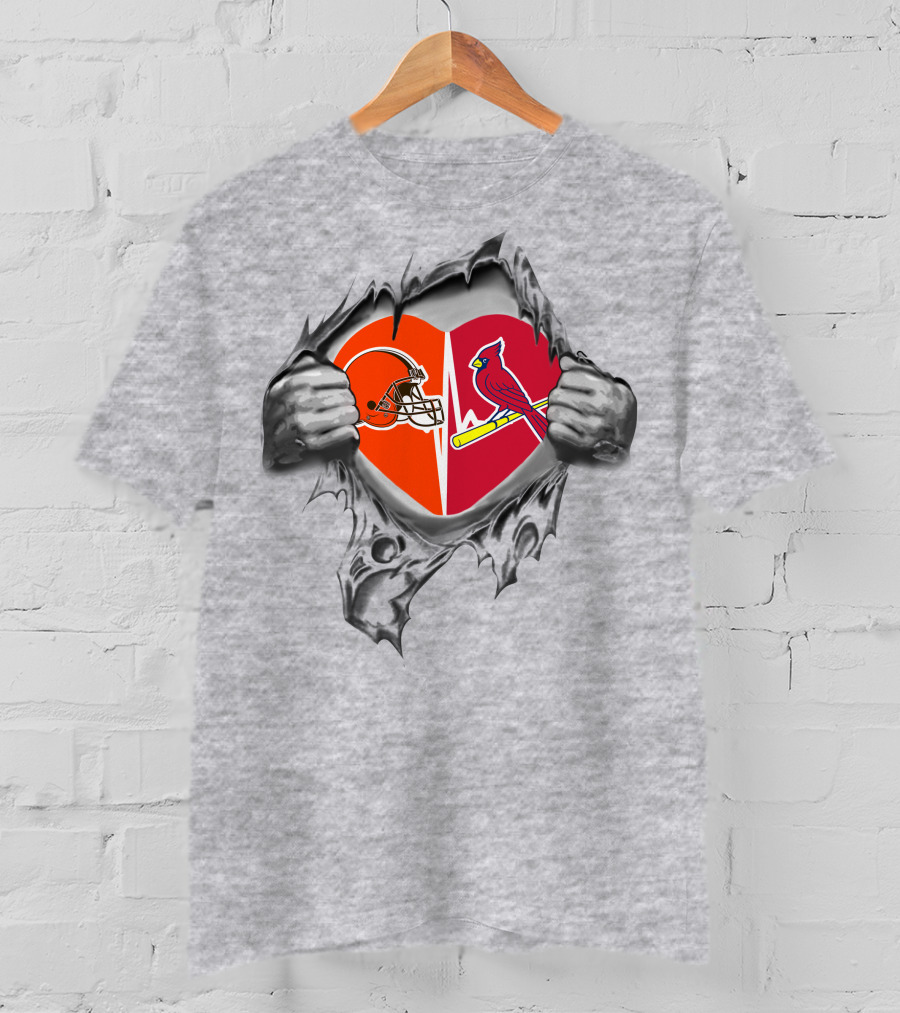 Browns St Louis Cardinals Heart Logo Passion T-Shirt