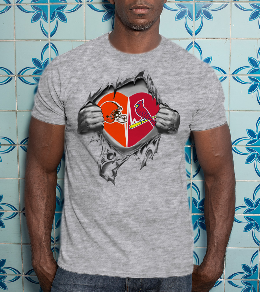 Browns St Louis Cardinals Heart Logo Passion T-Shirt
