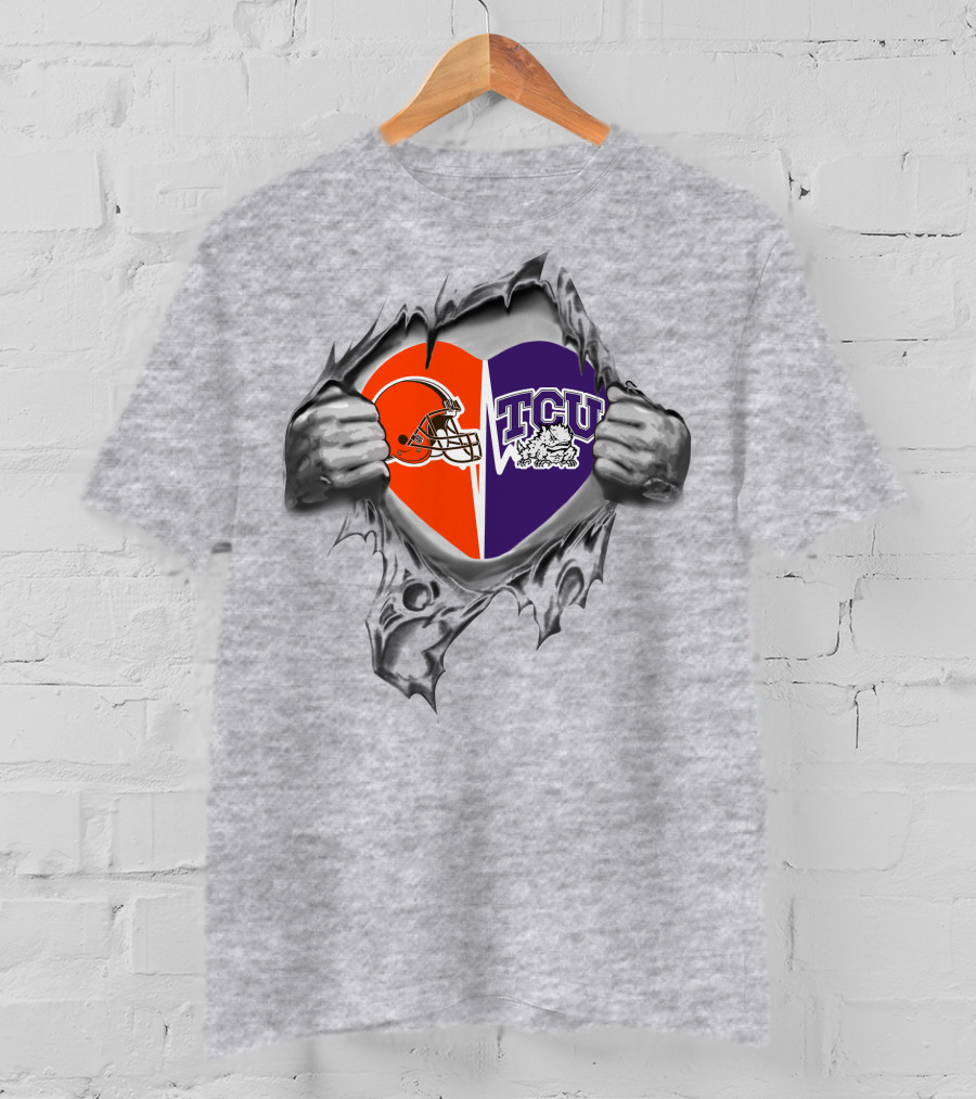 Browns Cleveland Tcu Horned Frogs Heart T-Shirt