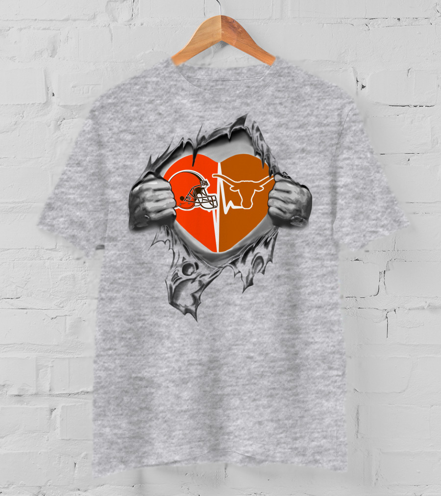 Browns Texas Longhorns Heart Inside Football Passion T-Shirt