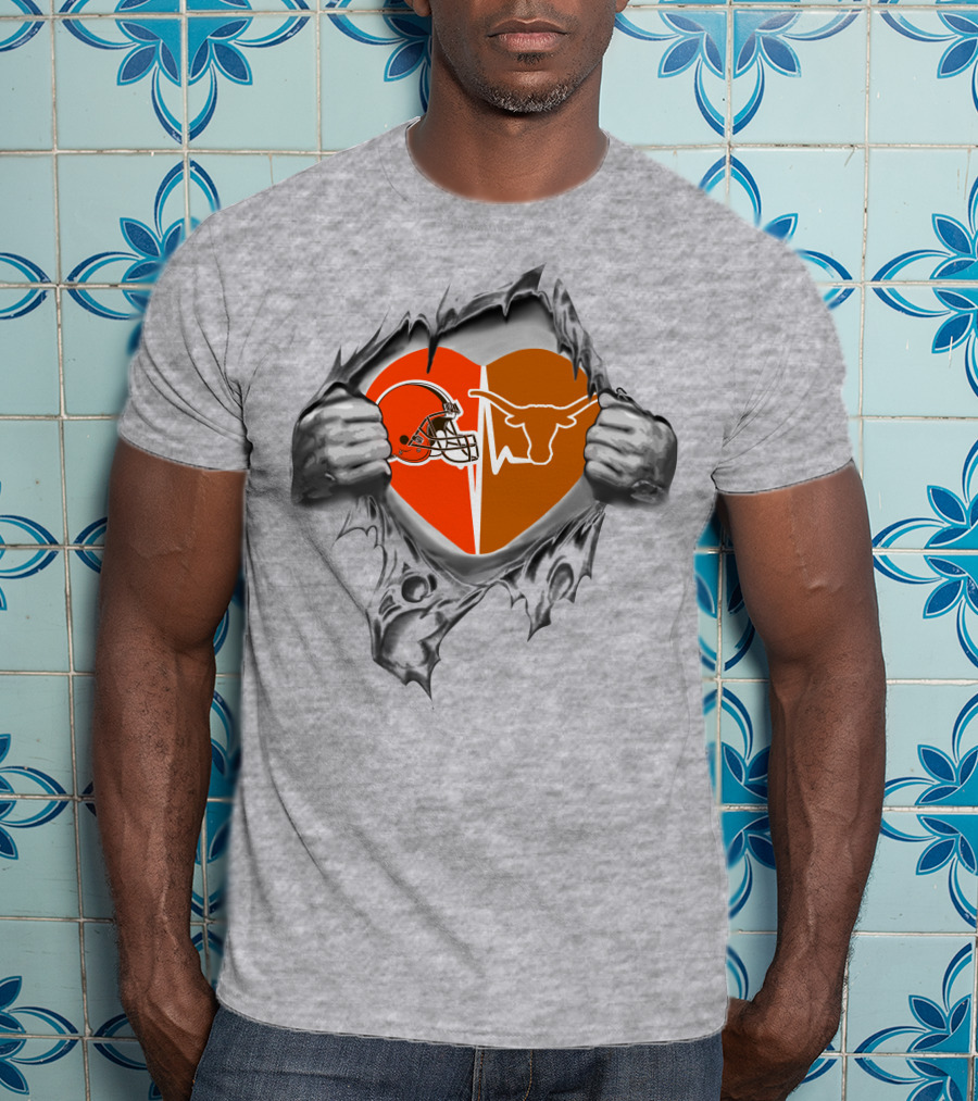 Browns Texas Longhorns Heart Inside Football Passion T-Shirt