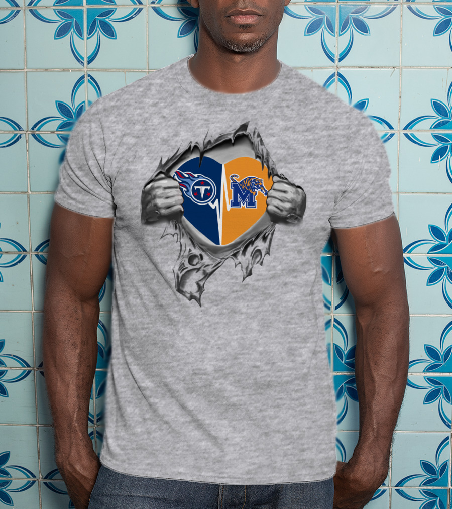 Tennessee Titans Memphis Tigers Heart T-Shirt