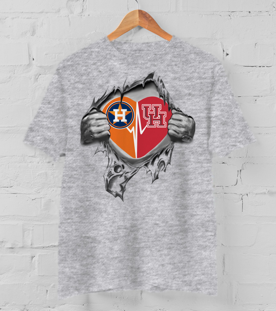 Houston Astros Houston Cougars Heart T-Shirt