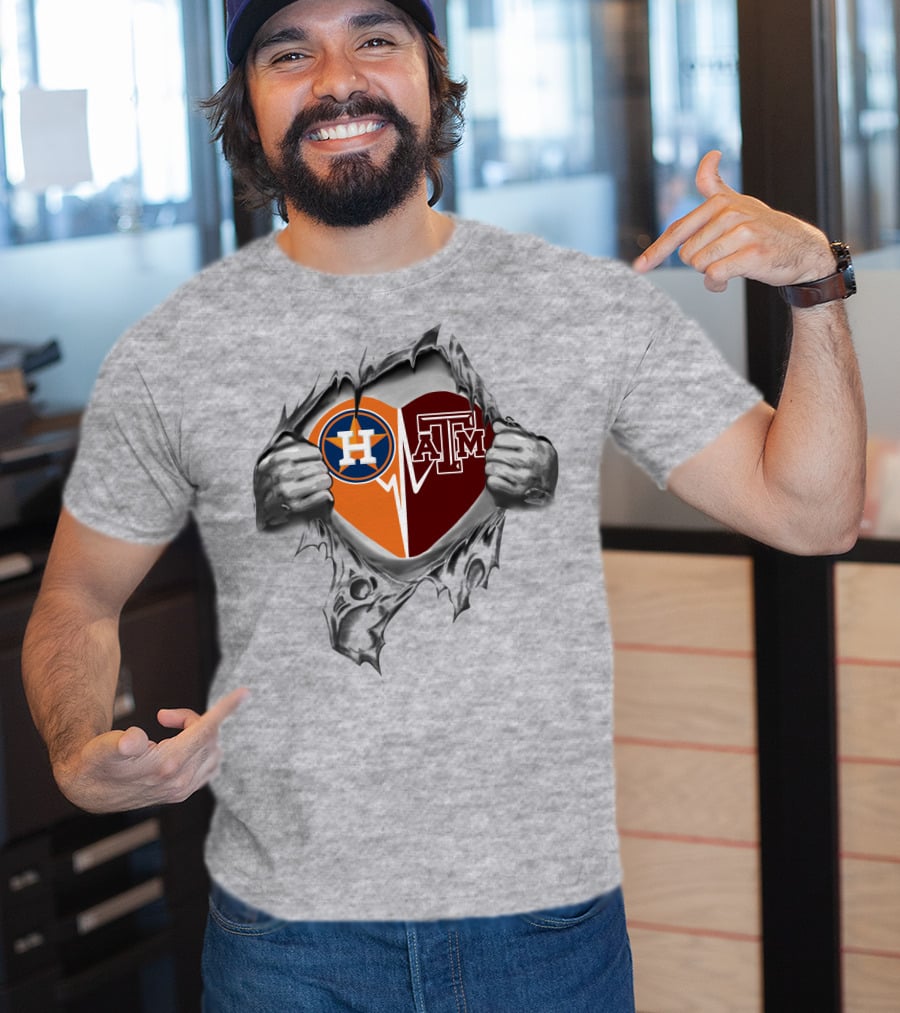 Astros Texas A&M Aggies Heart T-Shirt