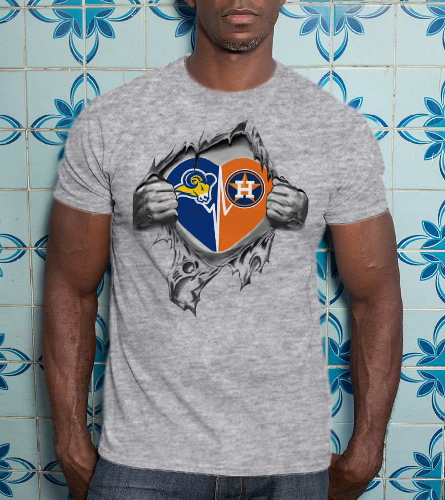 Astros Texas Wesleyan Rams Heart T-Shirt
