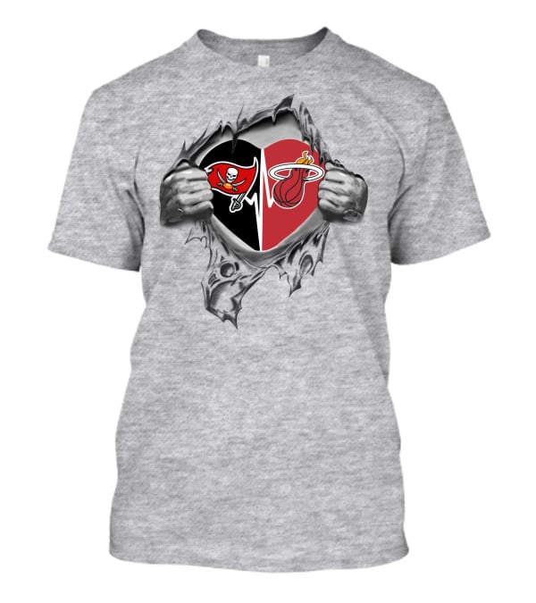 Buccaneers And Miami Heat Heartbeat Passion T-Shirt