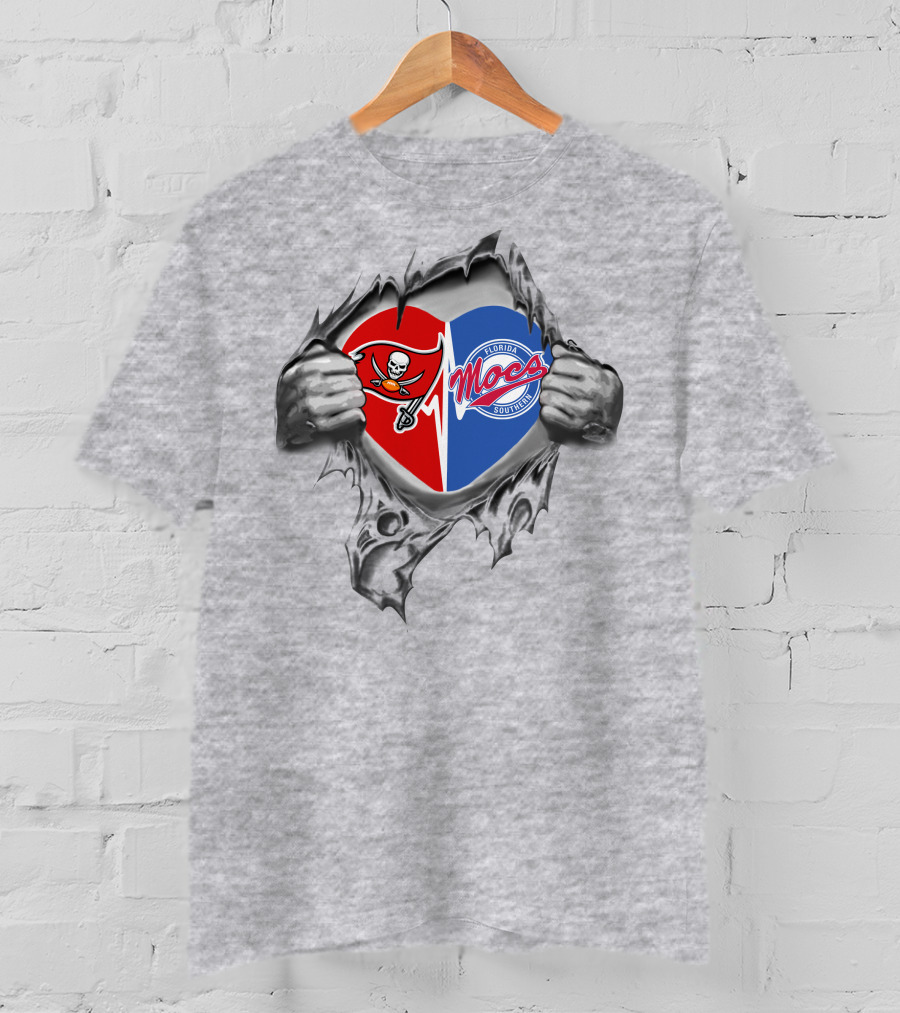 Florida Southern Moccasins Buccaneers Heart Logo Dual Loyalty T-Shirt