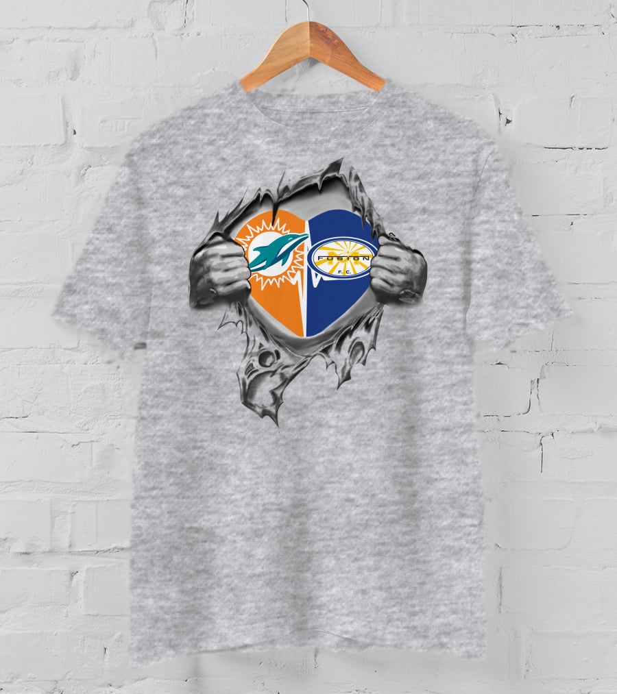 Miami Dolphins And Miami Fusion Heart Design 26 It's In My Heart T-Shirt