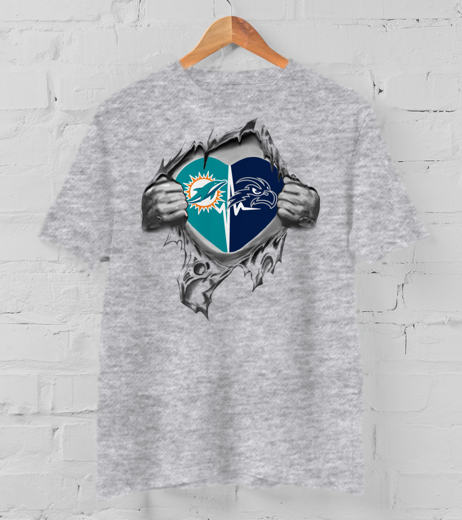 Miami Dolphins North Florida Ospreys Heart Logo T-Shirt