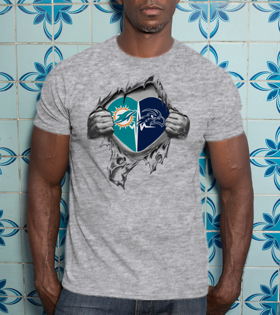 Miami Dolphins North Florida Ospreys Heart Logo T-Shirt