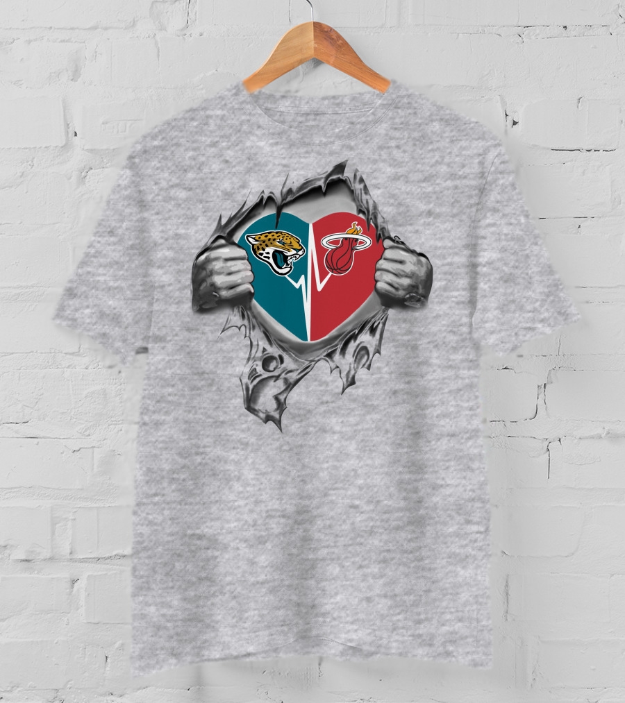 Jaguars Miami Heat Heart Split T-Shirt