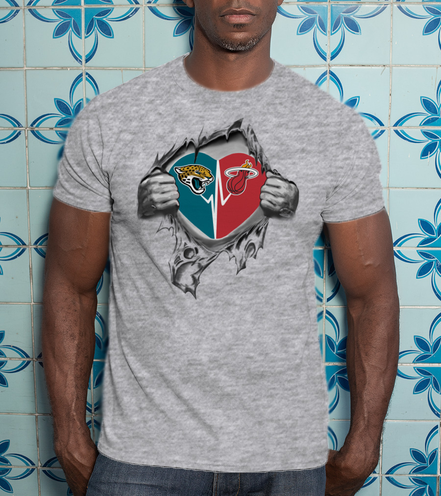 Jaguars Miami Heat Heart Split T-Shirt