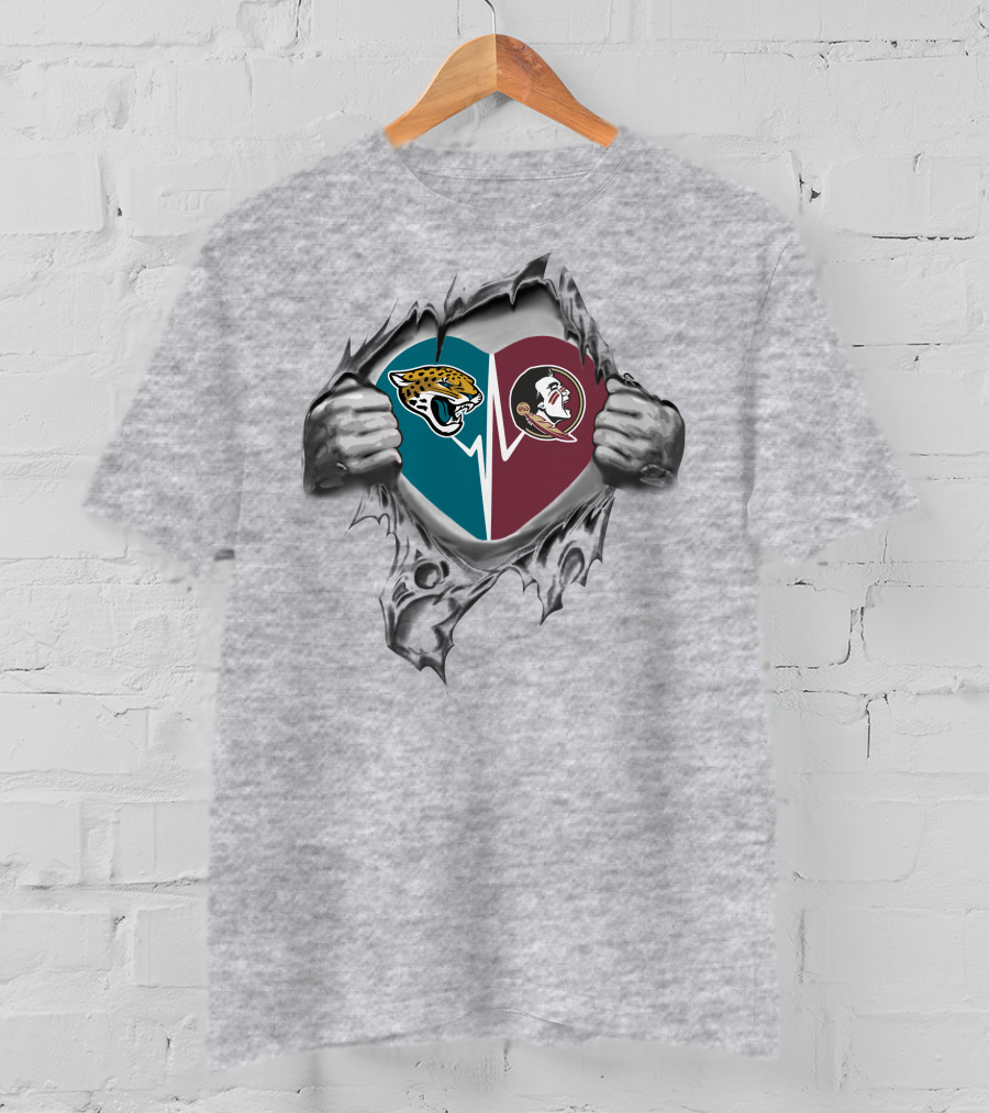 Jacksonville Jaguars Florida State Seminoles Heart In My Chest T-Shirt