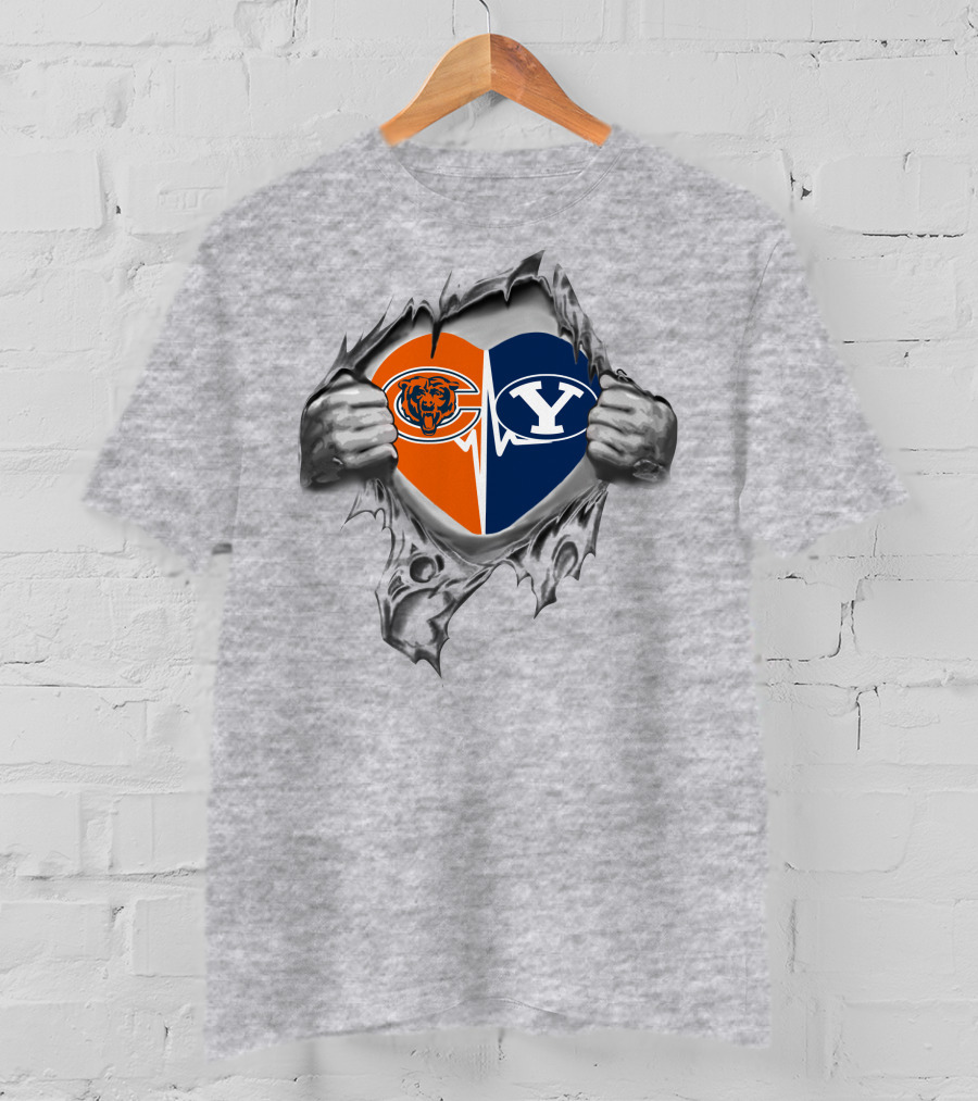 Chicago Bears Byu Cougars Heart T-Shirt