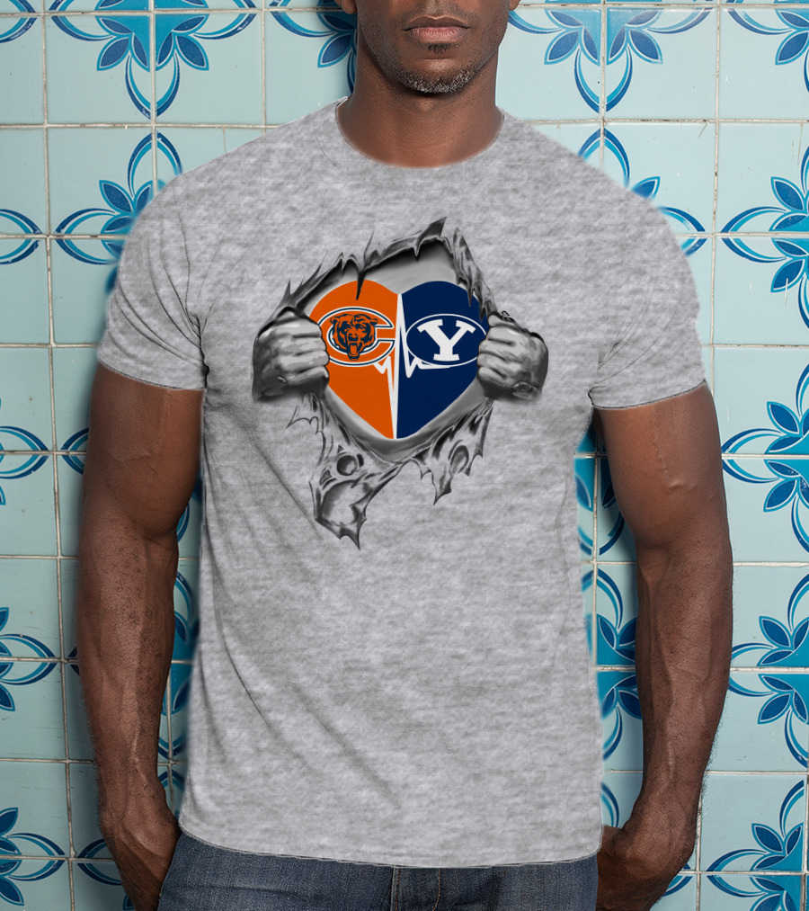 Chicago Bears Byu Cougars Heart T-Shirt