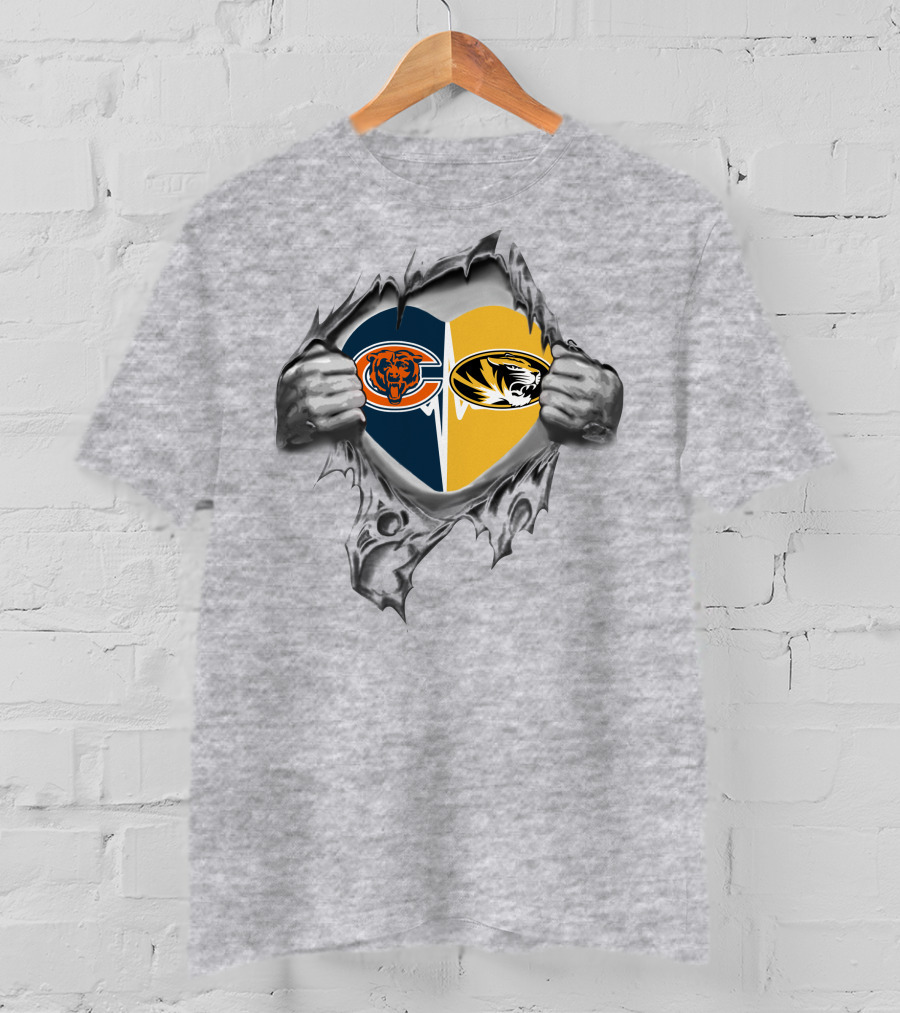 Chicago Bears Missouri Tigers Heart T-Shirt