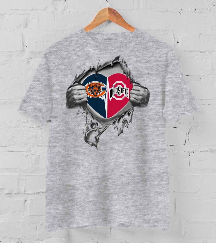 Bears Ohio State Buckeyes Heart Logo Fusion T-Shirt