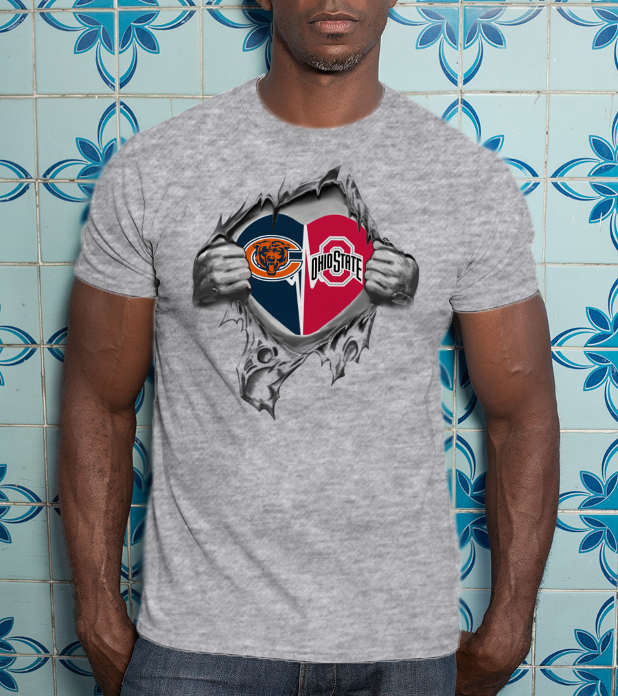 Bears Ohio State Buckeyes Heart Logo Fusion T-Shirt