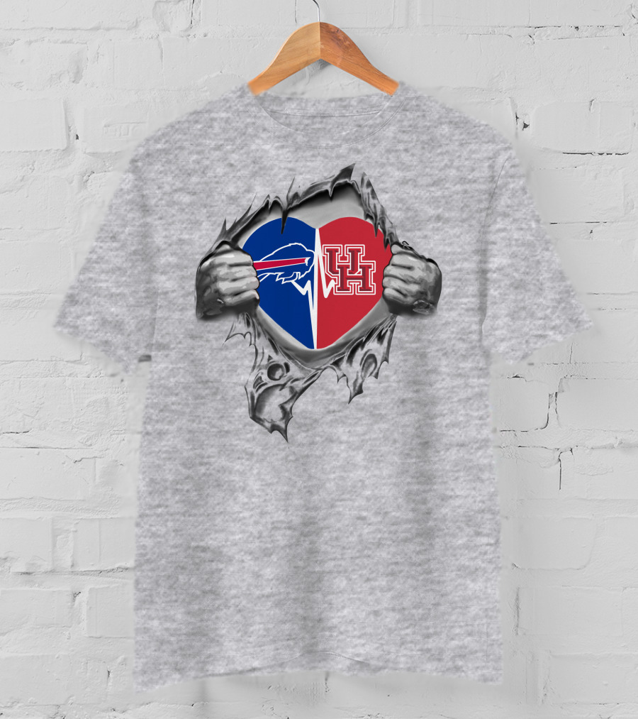 Bills Houston Cougars Heartbeat Passion Ultimate Fan Pride T-Shirt