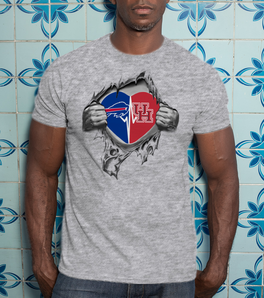 Bills Houston Cougars Heartbeat Passion Ultimate Fan Pride T-Shirt