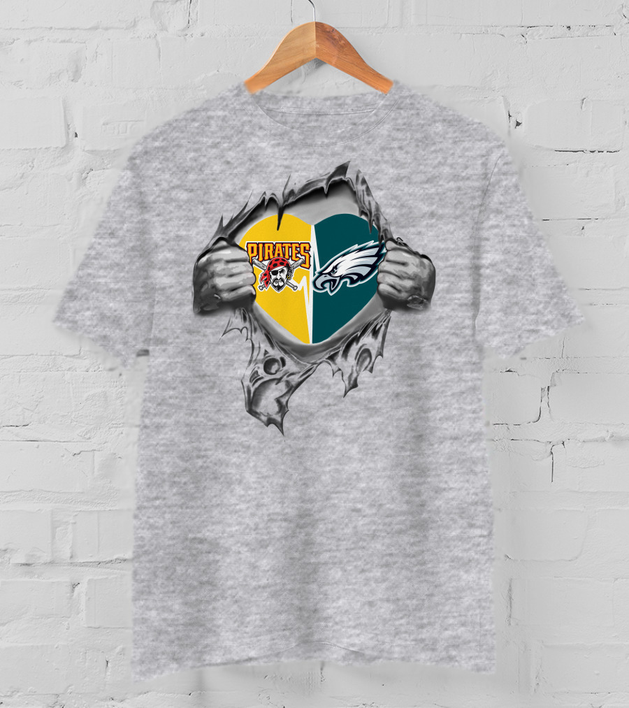 Eagles Pirates Heart Logo Showing True Loyalty T-Shirt
