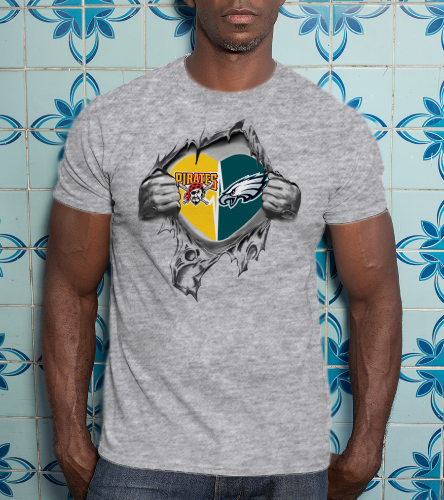 Eagles Pirates Heart Logo Showing True Loyalty T-Shirt