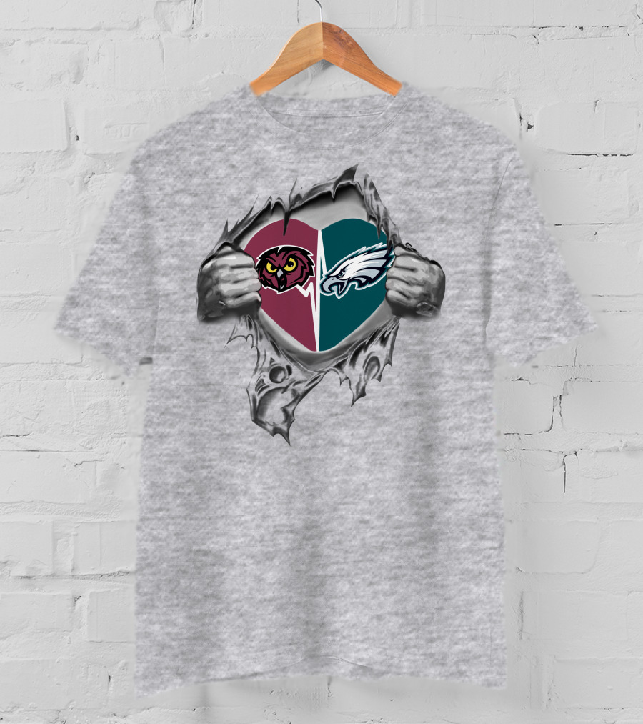 Eagles Temple Owls It's In My Heart Football Fan Loyalty T-Shirt