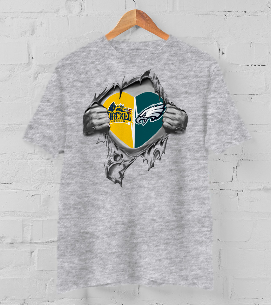 Drexel Dragons And Eagles Heart Combination T-Shirt