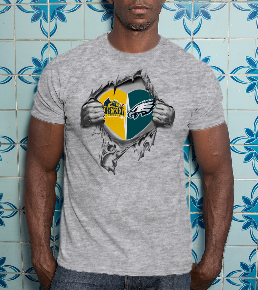 Drexel Dragons And Eagles Heart Combination T-Shirt