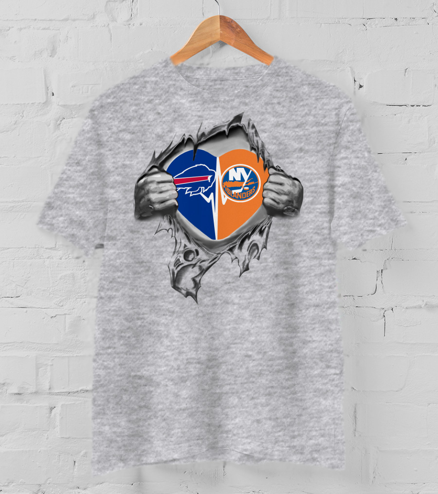 Buffalo Bills And New York Islanders Heart Design 72 Bills Islanders It's In My Heart T-Shirt