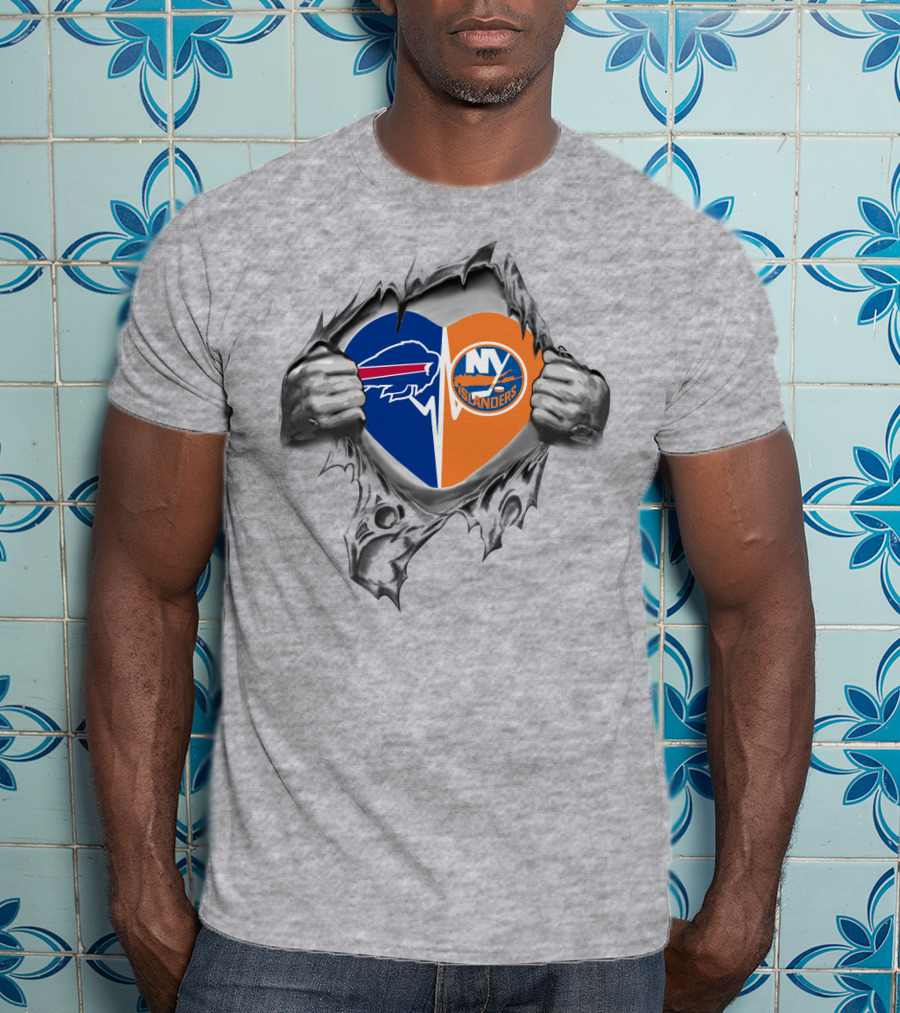 Buffalo Bills And New York Islanders Heart Design 72 Bills Islanders It's In My Heart T-Shirt