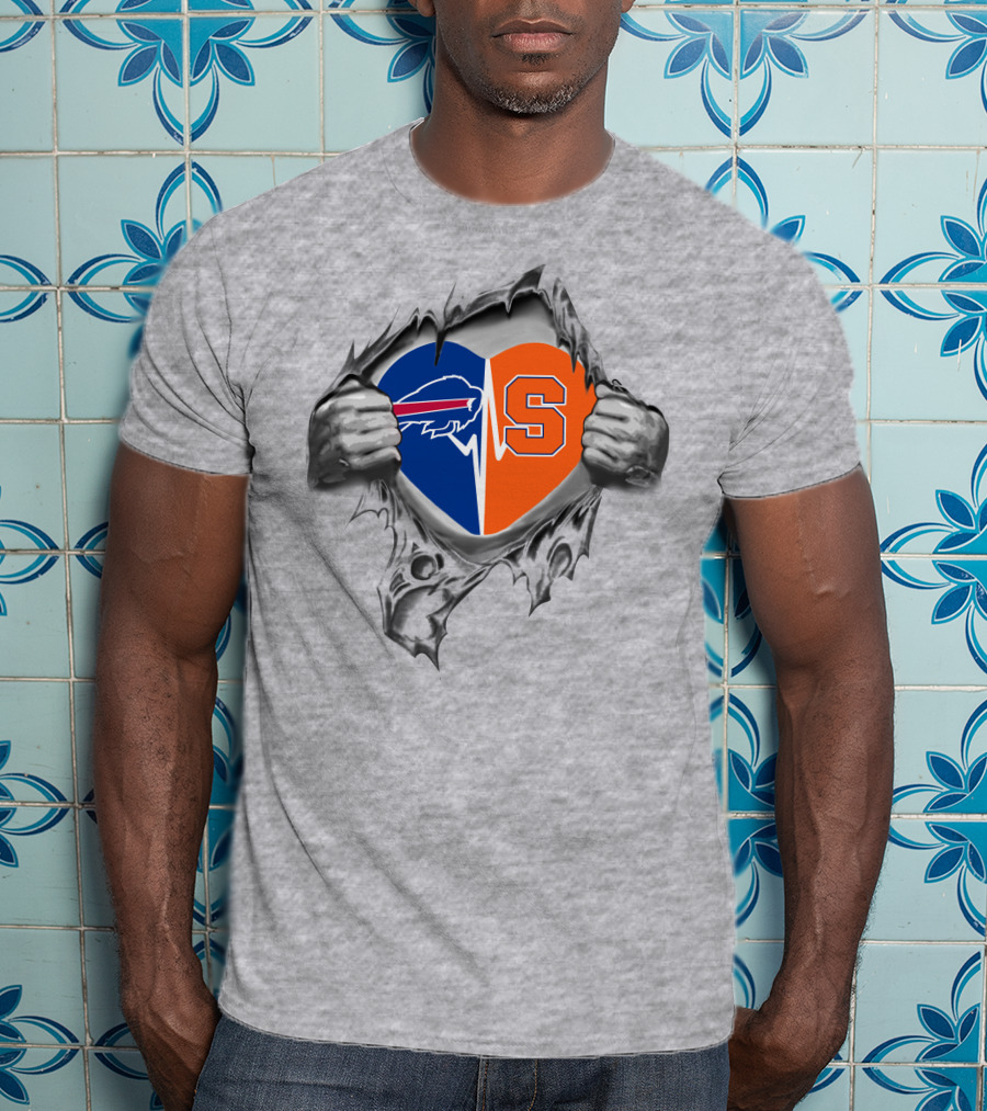 Buffalo Bills Syracuse Orange Heart Logo 75 Bills Syracuse Orange It's In My Heart T-Shirt